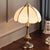 Golden Scalloped Nightstand Lamp Rustic Cream Glass 1 Light Bedroom Table Light with Base Gold Clearhalo 'Lamps' 'Table Lamps' Lighting' 1476271