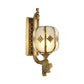 Lantern Bedroom Wall Sconce Light Colonial Frosted Glass 1-Bulb Gold Wall Lamp with Curved/Straight Arm Clearhalo 'Wall Lamps & Sconces' 'Wall Lights' Lighting' 1476314