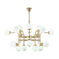 12/16/24 Lights Chandelier Contemporary Gold Hanging Lamp with Ball Opal Glass Shade Clearhalo 'Ceiling Lights' 'Chandeliers' 'Glass shade' 'Glass' 'Modern Chandeliers' 'Modern' Lighting' 147673