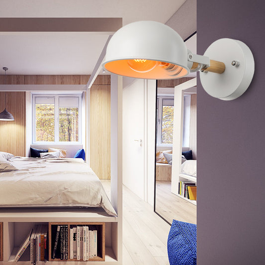 1 Head Wall Fixture Light with Dome Shade Metal Modernist Bedroom Wall Mount Fixture in White White B Clearhalo 'Cast Iron' 'Glass' 'Industrial' 'Modern wall lights' 'Modern' 'Tiffany' 'Traditional wall lights' 'Wall Lamps & Sconces' 'Wall Lights' Lighting' 147739