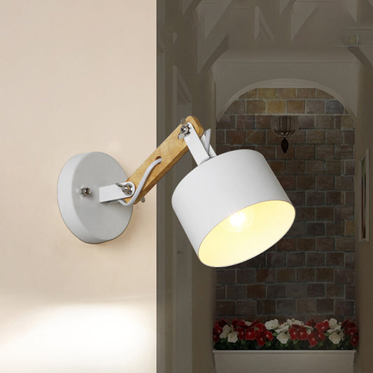 1 Bulb Cylindrical Wall Light Contemporary White Metal Rotatable Sconce Light Fixture for Corridor Clearhalo 'Art deco wall lights' 'Cast Iron' 'Glass' 'Industrial wall lights' 'Industrial' 'Middle century wall lights' 'Modern' 'Rustic wall lights' 'Tiffany' 'Traditional wall lights' 'Wall Lamps & Sconces' 'Wall Lights' Lighting' 147760