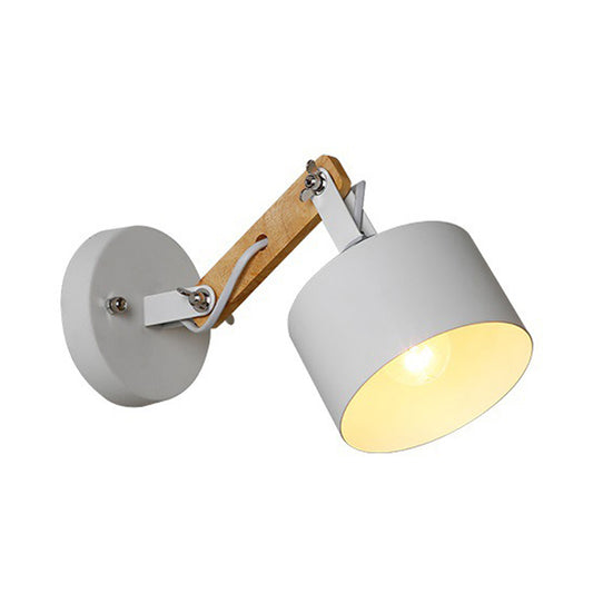 1 Bulb Cylindrical Wall Light Contemporary White Metal Rotatable Sconce Light Fixture for Corridor Clearhalo 'Art deco wall lights' 'Cast Iron' 'Glass' 'Industrial wall lights' 'Industrial' 'Middle century wall lights' 'Modern' 'Rustic wall lights' 'Tiffany' 'Traditional wall lights' 'Wall Lamps & Sconces' 'Wall Lights' Lighting' 147761