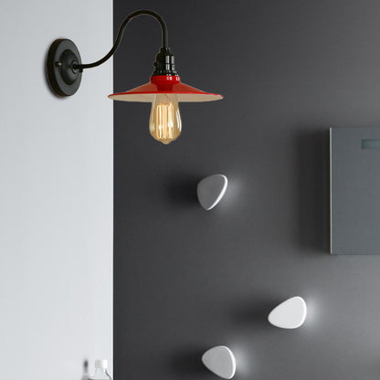 Vintage Style Flared Wall Light with Gooseneck Arm 1 Light Metal Sconce Lighting in Red for Dining Room Red Clearhalo 'Art deco wall lights' 'Cast Iron' 'Glass' 'Industrial wall lights' 'Industrial' 'Middle century wall lights' 'Modern' 'Rustic wall lights' 'Tiffany' 'Traditional wall lights' 'Wall Lamps & Sconces' 'Wall Lights' Lighting' 147865