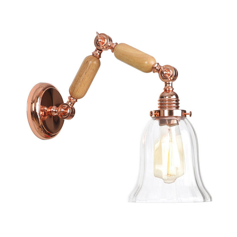 One Bulb Wall Light with Flared Shade Clear Prismatic Glass Farmhouse Bedroom Sconce Lighting Fixture Clearhalo 'Cast Iron' 'Glass' 'Industrial wall lights' 'Industrial' 'Middle century wall lights' 'Modern' 'Tiffany' 'Traditional wall lights' 'Wall Lamps & Sconces' 'Wall Lights' Lighting' 147921