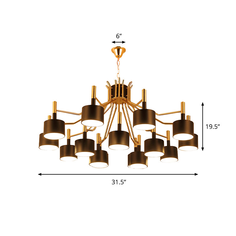 Postmodern Starburst Ceiling Light Metal 12/15 Heads Black/White Chandelier Lighting for Living Room Clearhalo 'Ceiling Lights' 'Chandeliers' 'Modern Chandeliers' 'Modern' Lighting' 147961