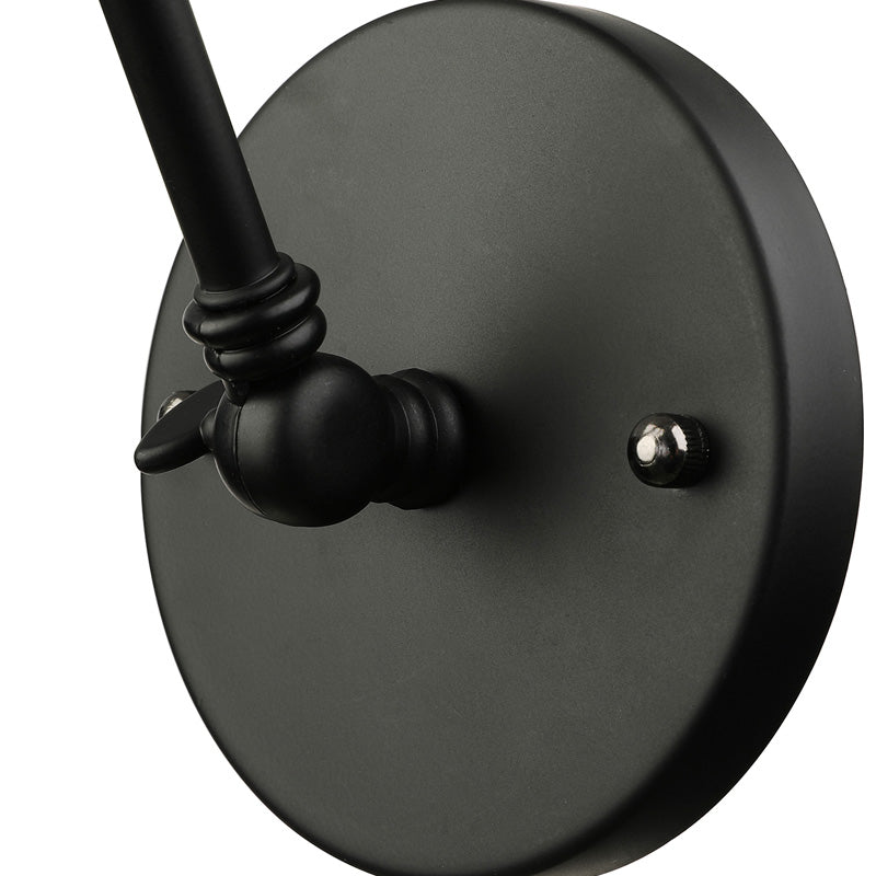 1 Head Wall Lamp with Conic Shade and Swing Arm Metallic Loft Style Indoor Sconce Lighting in Black/White Clearhalo 'Art deco wall lights' 'Cast Iron' 'Glass' 'Industrial wall lights' 'Industrial' 'Middle century wall lights' 'Modern' 'Rustic wall lights' 'Tiffany' 'Traditional wall lights' 'Wall Lamps & Sconces' 'Wall Lights' Lighting' 148007