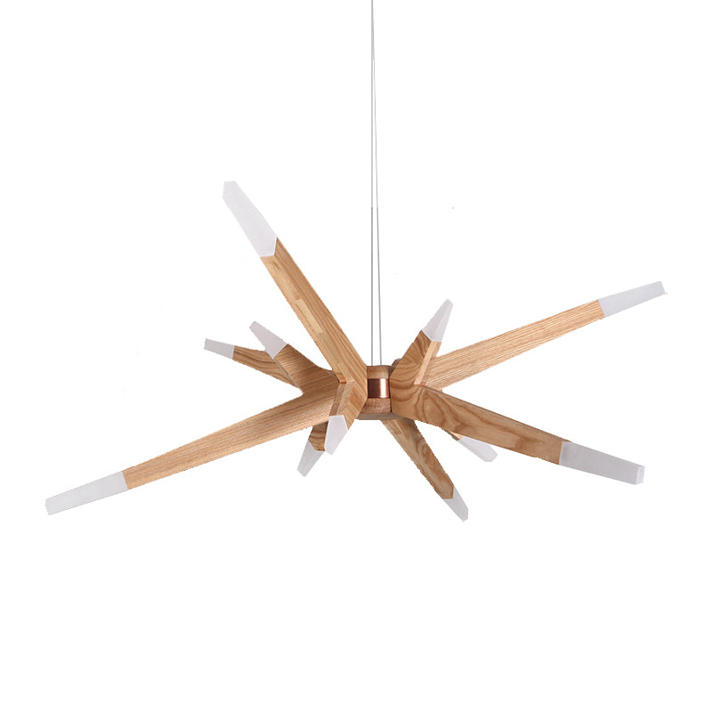 Contemporary Sputnik Chandelier Pendant Light 12 Lights Acrylic LED Hanging Ceiling Light with Wood Shade Clearhalo 'Carpenter Chandeliers' 'Ceiling Lights' 'Chandeliers' 'Industrial' 'Modern Chandeliers' 'Modern' Lighting' 148061
