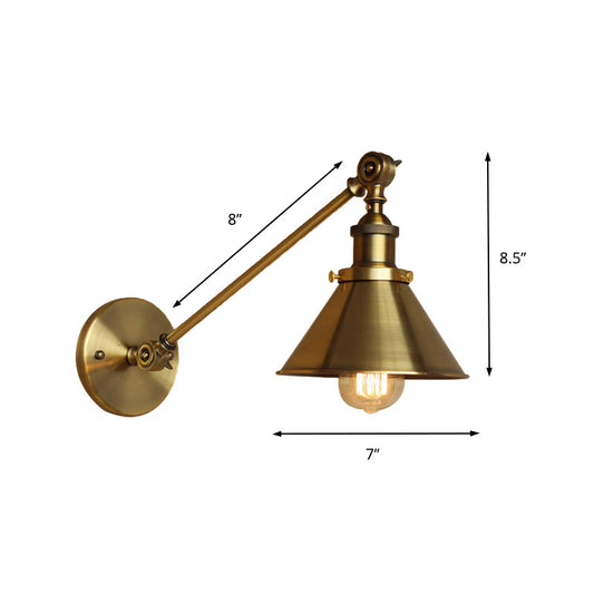 Brass/Bronze 1 Bulb Wall Lamp Vintage Style Metal Tapered Sconce Lighting for Bedroom Bedside Clearhalo 'Art deco wall lights' 'Cast Iron' 'Glass' 'Industrial wall lights' 'Industrial' 'Middle century wall lights' 'Modern' 'Rustic wall lights' 'Tiffany' 'Traditional wall lights' 'Wall Lamps & Sconces' 'Wall Lights' Lighting' 148252