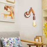 Wooden Armed Sconce Lighting with Bare Bulb Industrial Metal 1 Head Living Room Wall Light in Rose Gold Clearhalo 'Art deco wall lights' 'Cast Iron' 'Glass' 'Industrial wall lights' 'Industrial' 'Middle century wall lights' 'Modern' 'Rustic wall lights' 'Tiffany' 'Traditional wall lights' 'Wall Lamps & Sconces' 'Wall Lights' Lighting' 148255
