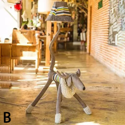Fabric Animal Floor Lamp Restaurant Shop 1 Head Modern Cute Floor Light with Trapezoid Shade Grey Deer Clearhalo 'Floor Lamps' 'Lamps' Lighting' 14828