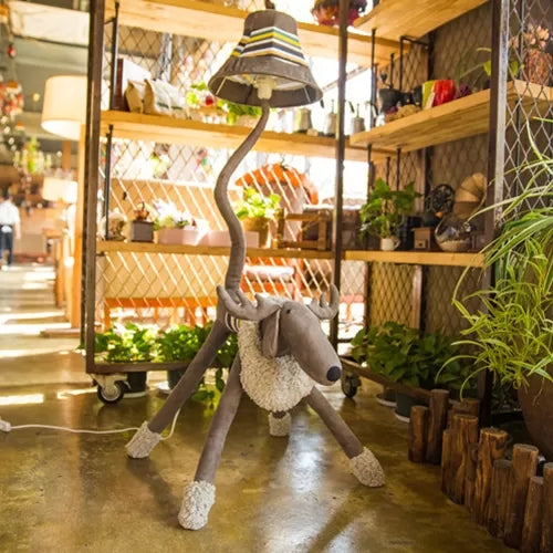 Fabric Animal Floor Lamp Restaurant Shop 1 Head Modern Cute Floor Light with Trapezoid Shade Clearhalo 'Floor Lamps' 'Lamps' Lighting' 14830
