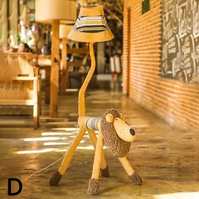 Fabric Animal Floor Lamp Restaurant Shop 1 Head Modern Cute Floor Light with Trapezoid Shade Yellow Lion Clearhalo 'Floor Lamps' 'Lamps' Lighting' 14836