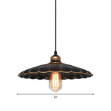 1 Light Scalloped Hanging Light Vintage Industrial Black Metal Pendant Ceiling Light for Restaurant, 10"/14" W Clearhalo 'Art Deco Pendants' 'Black' 'Cast Iron' 'Ceiling Lights' 'Ceramic' 'Crystal' 'Industrial Pendants' 'Industrial' 'Metal' 'Middle Century Pendants' 'Pendant Lights' 'Pendants' 'Rustic Pendants' 'Tiffany' Lighting' 148426