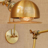 Vintage Industrial Bowl Wall Lamp 1 Light Iron Sconce Light Fixture with Swing Arm in Black/Brass Clearhalo 'Art deco wall lights' 'Cast Iron' 'Glass' 'Industrial wall lights' 'Industrial' 'Middle century wall lights' 'Modern' 'Rustic wall lights' 'Tiffany' 'Traditional wall lights' 'Wall Lamps & Sconces' 'Wall Lights' Lighting' 148439