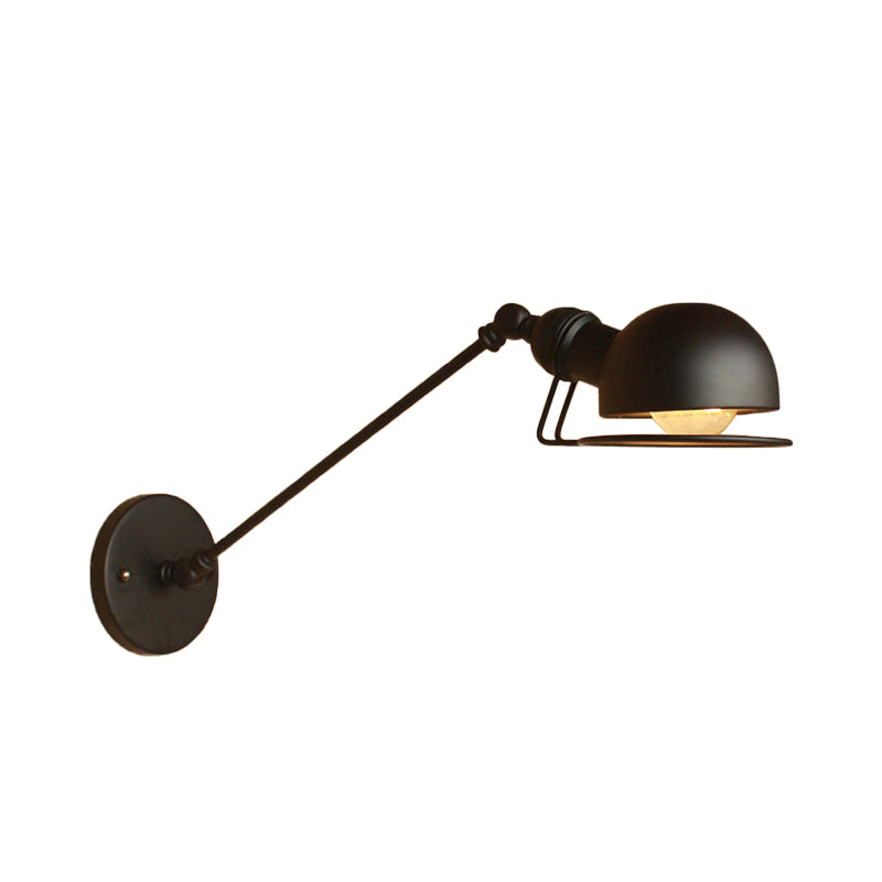 Vintage Industrial Bowl Wall Lamp 1 Light Iron Sconce Light Fixture with Swing Arm in Black/Brass Clearhalo 'Art deco wall lights' 'Cast Iron' 'Glass' 'Industrial wall lights' 'Industrial' 'Middle century wall lights' 'Modern' 'Rustic wall lights' 'Tiffany' 'Traditional wall lights' 'Wall Lamps & Sconces' 'Wall Lights' Lighting' 148450