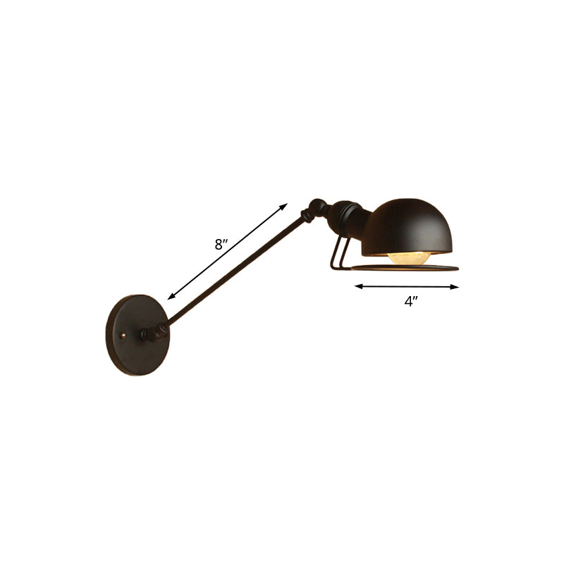 Vintage Industrial Bowl Wall Lamp 1 Light Iron Sconce Light Fixture with Swing Arm in Black/Brass Clearhalo 'Art deco wall lights' 'Cast Iron' 'Glass' 'Industrial wall lights' 'Industrial' 'Middle century wall lights' 'Modern' 'Rustic wall lights' 'Tiffany' 'Traditional wall lights' 'Wall Lamps & Sconces' 'Wall Lights' Lighting' 148451