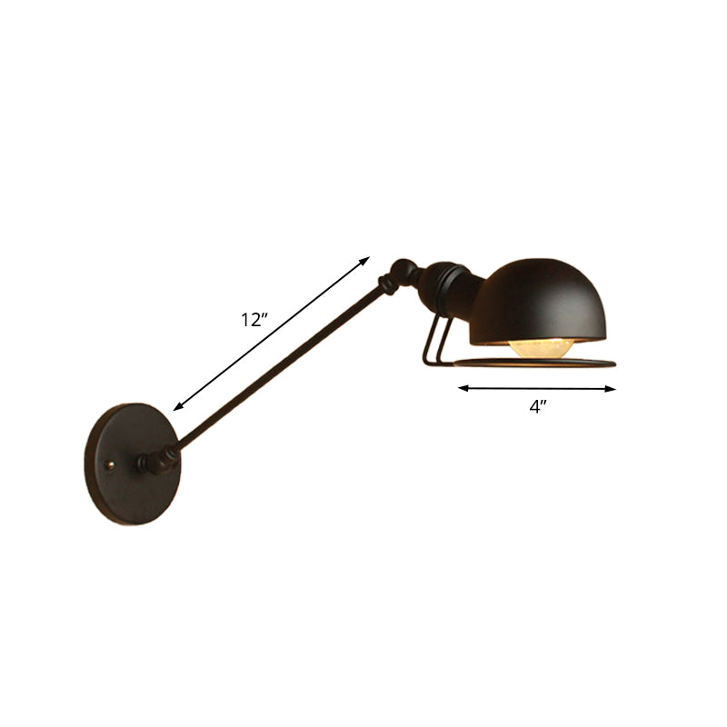 Vintage Industrial Bowl Wall Lamp 1 Light Iron Sconce Light Fixture with Swing Arm in Black/Brass Clearhalo 'Art deco wall lights' 'Cast Iron' 'Glass' 'Industrial wall lights' 'Industrial' 'Middle century wall lights' 'Modern' 'Rustic wall lights' 'Tiffany' 'Traditional wall lights' 'Wall Lamps & Sconces' 'Wall Lights' Lighting' 148452