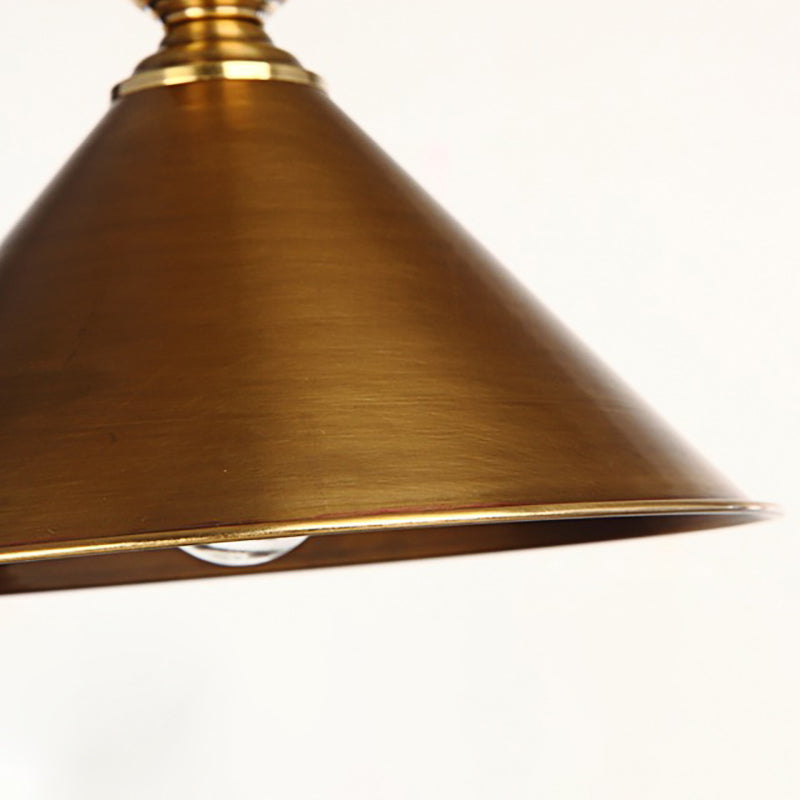 Metallic Brass/Gold Finish Pendant Lighting Conical Shade 7"/8.5" Dia 1 Light Vintage Suspension Light Clearhalo 'Art Deco Pendants' 'Cast Iron' 'Ceiling Lights' 'Ceramic' 'Crystal' 'Industrial Pendants' 'Industrial' 'Metal' 'Middle Century Pendants' 'Pendant Lights' 'Pendants' 'Tiffany' Lighting' 148615
