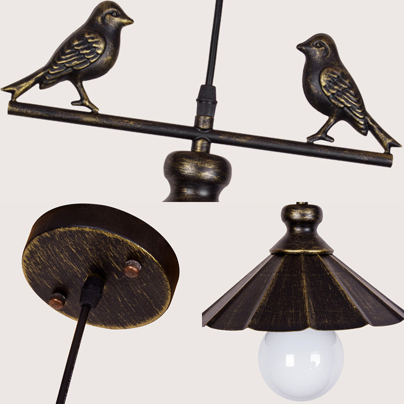 Scalloped Shade Restaurant Hanging Ceiling Light Industrial Metallic 1 Head Brown/Rust Pendant Lighting Clearhalo 'Art Deco Pendants' 'Cast Iron' 'Ceiling Lights' 'Ceramic' 'Crystal' 'Industrial Pendants' 'Industrial' 'Metal' 'Middle Century Pendants' 'Pendant Lights' 'Pendants' 'Tiffany' Lighting' 148723