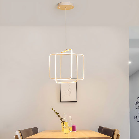Minimalist Square LED Chandelier Light Acrylic Dining Room Drop Pendant in Warm/White Light White Warm