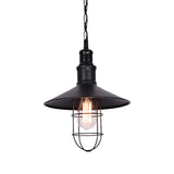 1 Light Conic Shade Suspension Light with Wire Guard Nautical Black Metal Pendant Lighting for Indoor Clearhalo 'Art Deco Pendants' 'Black' 'Cast Iron' 'Ceiling Lights' 'Ceramic' 'Crystal' 'Industrial Pendants' 'Industrial' 'Metal' 'Middle Century Pendants' 'Pendant Lights' 'Pendants' 'Rustic Pendants' 'Tiffany' Lighting' 148739