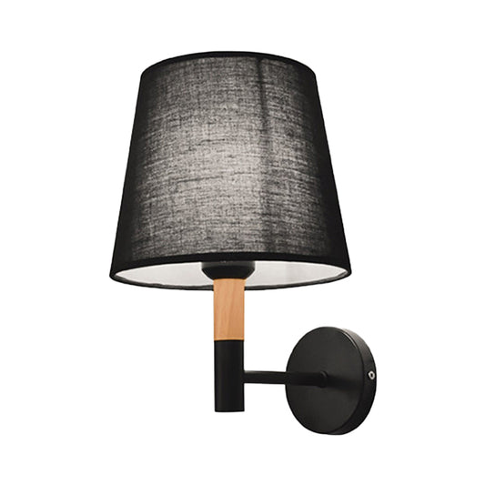 Modern Style Tapered Wall Sconce Light 1 Head Fabric Sconce Lighting Fixture in Black/White for Bedroom Clearhalo 'Modern wall lights' 'Modern' 'Wall Lamps & Sconces' 'Wall Lights' Lighting' 148921