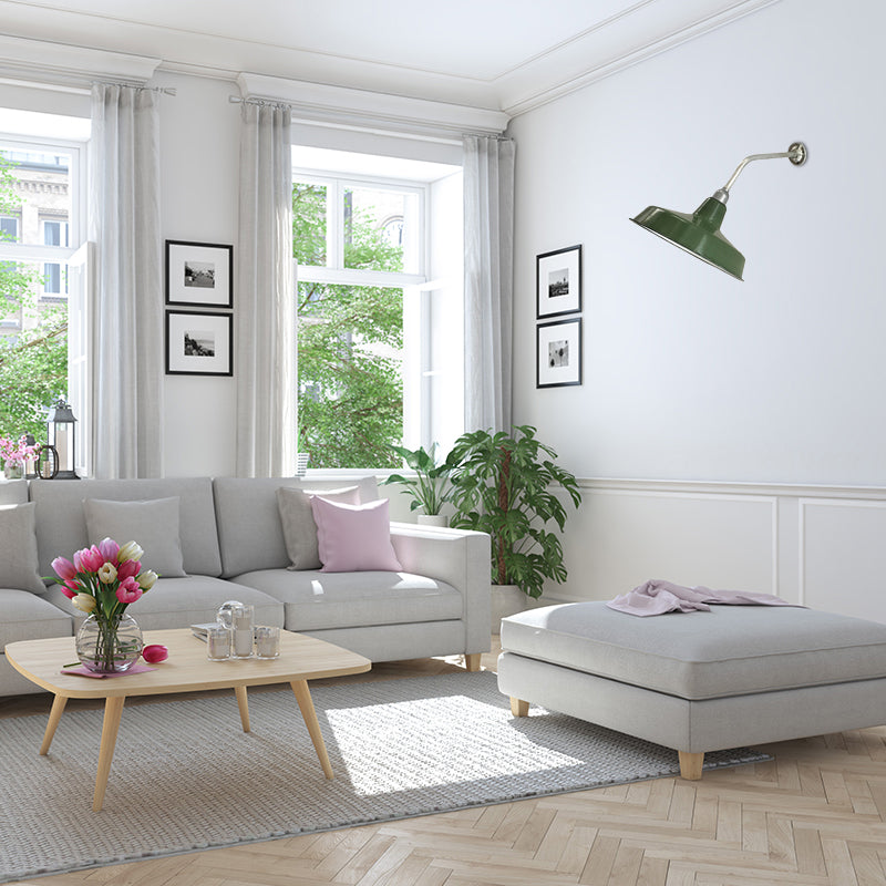 Barn Shade Living Room Wall Lighting Vintage Stylish Metallic 1 Bulb Green Wall Sconce, 14"/16" Diameter Green Clearhalo 'Art deco wall lights' 'Cast Iron' 'Glass' 'Industrial wall lights' 'Industrial' 'Middle century wall lights' 'Modern' 'Rustic wall lights' 'Tiffany' 'Traditional wall lights' 'Wall Lamps & Sconces' 'Wall Lights' Lighting' 149022