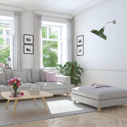 Barn Shade Living Room Wall Lighting Vintage Stylish Metallic 1 Bulb Green Wall Sconce, 14"/16" Diameter Green Clearhalo 'Art deco wall lights' 'Cast Iron' 'Glass' 'Industrial wall lights' 'Industrial' 'Middle century wall lights' 'Modern' 'Rustic wall lights' 'Tiffany' 'Traditional wall lights' 'Wall Lamps & Sconces' 'Wall Lights' Lighting' 149022