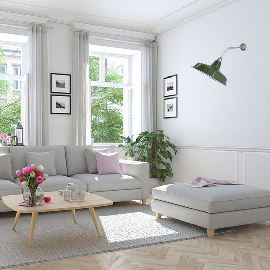 Barn Shade Living Room Wall Lighting Vintage Stylish Metallic 1 Bulb Green Wall Sconce, 14"/16" Diameter Green Clearhalo 'Art deco wall lights' 'Cast Iron' 'Glass' 'Industrial wall lights' 'Industrial' 'Middle century wall lights' 'Modern' 'Rustic wall lights' 'Tiffany' 'Traditional wall lights' 'Wall Lamps & Sconces' 'Wall Lights' Lighting' 149022