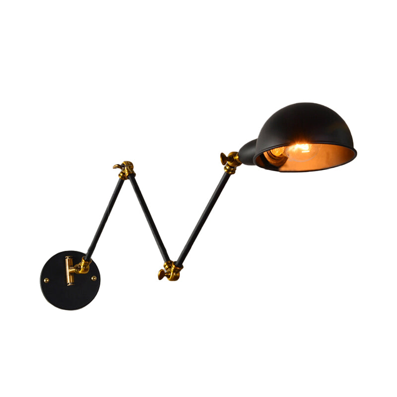 Dome Shade Bedroom Wall Light Sconce Industrial Metal 1 Head Black Reading Wall Lamp with Adjustable Arm Clearhalo 'Art deco wall lights' 'Cast Iron' 'Glass' 'Industrial wall lights' 'Industrial' 'Middle century wall lights' 'Modern' 'Rustic wall lights' 'Tiffany' 'Traditional wall lights' 'Wall Lamps & Sconces' 'Wall Lights' Lighting' 149104
