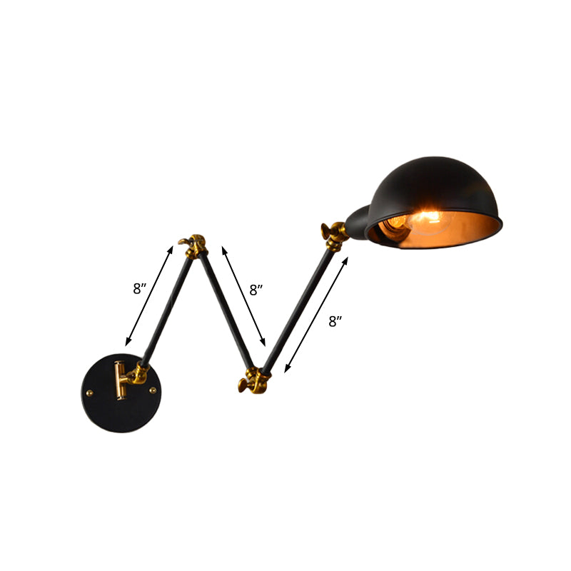Dome Shade Bedroom Wall Light Sconce Industrial Metal 1 Head Black Reading Wall Lamp with Adjustable Arm Clearhalo 'Art deco wall lights' 'Cast Iron' 'Glass' 'Industrial wall lights' 'Industrial' 'Middle century wall lights' 'Modern' 'Rustic wall lights' 'Tiffany' 'Traditional wall lights' 'Wall Lamps & Sconces' 'Wall Lights' Lighting' 149105