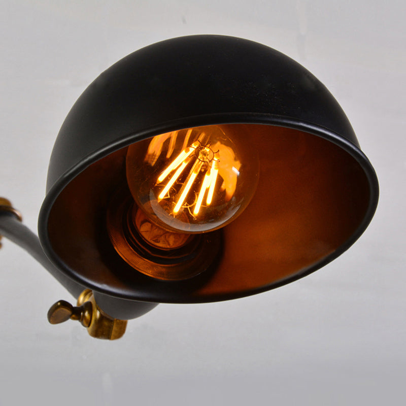 Dome Shade Bedroom Wall Light Sconce Industrial Metal 1 Head Black Reading Wall Lamp with Adjustable Arm Clearhalo 'Art deco wall lights' 'Cast Iron' 'Glass' 'Industrial wall lights' 'Industrial' 'Middle century wall lights' 'Modern' 'Rustic wall lights' 'Tiffany' 'Traditional wall lights' 'Wall Lamps & Sconces' 'Wall Lights' Lighting' 149107