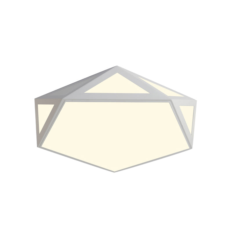 Black/White Pentagon Flush Ceiling Light with Acrylic Shade Simple LED Ceiling Mounted Light for Bedroom, 16.5"/20.5"/24.5" Dia Clearhalo 'Ceiling Lights' 'Close To Ceiling Lights' 'Close to ceiling' 'Flush mount' Lighting' 149258