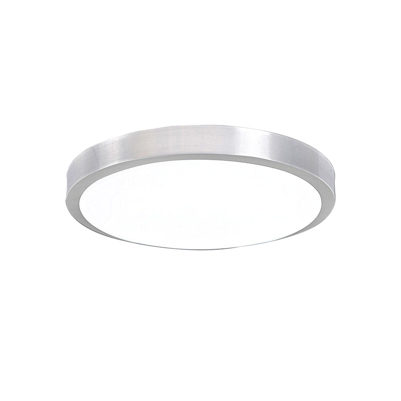 Silver Circular Metal Flush Mount Fixture Simple Style LED Bedroom Ceiling Flush Mount with Acrylic Diffuser, 7.5"/9"/10" Dia Clearhalo 'Ceiling Lights' 'Close To Ceiling Lights' 'Close to ceiling' 'Flush mount' Lighting' 149425