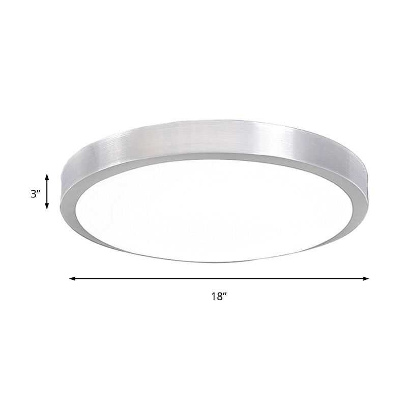 Silver Circular Metal Flush Mount Fixture Simple Style LED Bedroom Ceiling Flush Mount with Acrylic Diffuser, 7.5"/9"/10" Dia Clearhalo 'Ceiling Lights' 'Close To Ceiling Lights' 'Close to ceiling' 'Flush mount' Lighting' 149426
