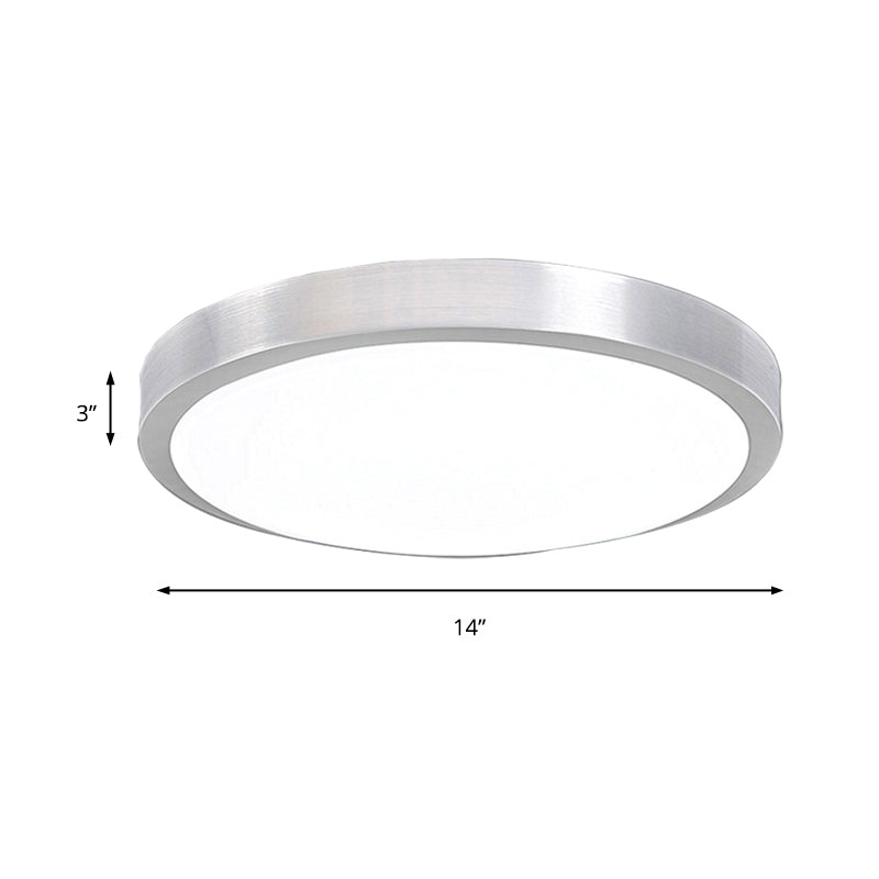 Silver Circular Metal Flush Mount Fixture Simple Style LED Bedroom Ceiling Flush Mount with Acrylic Diffuser, 7.5"/9"/10" Dia Clearhalo 'Ceiling Lights' 'Close To Ceiling Lights' 'Close to ceiling' 'Flush mount' Lighting' 149427