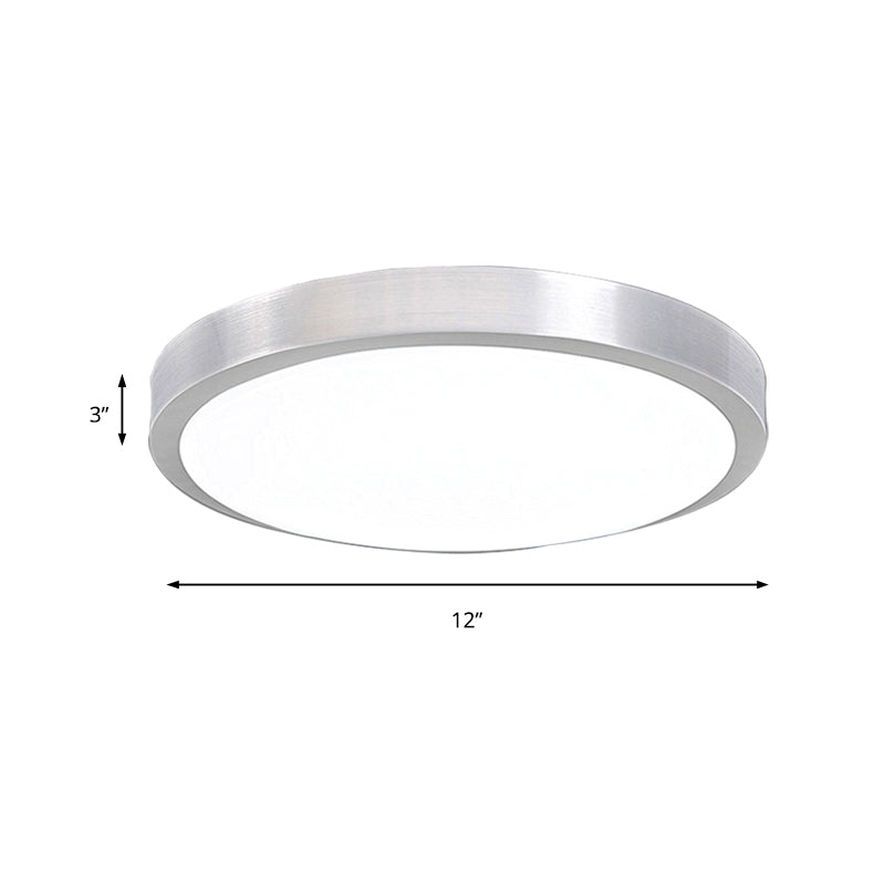 Silver Circular Metal Flush Mount Fixture Simple Style LED Bedroom Ceiling Flush Mount with Acrylic Diffuser, 7.5"/9"/10" Dia Clearhalo 'Ceiling Lights' 'Close To Ceiling Lights' 'Close to ceiling' 'Flush mount' Lighting' 149428
