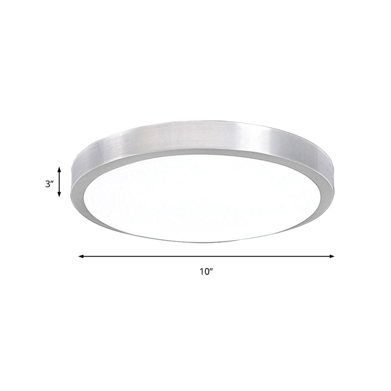 Silver Circular Metal Flush Mount Fixture Simple Style LED Bedroom Ceiling Flush Mount with Acrylic Diffuser, 7.5"/9"/10" Dia Clearhalo 'Ceiling Lights' 'Close To Ceiling Lights' 'Close to ceiling' 'Flush mount' Lighting' 149429