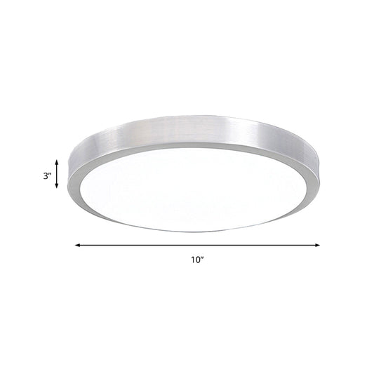 Silver Circular Metal Flush Mount Fixture Simple Style LED Bedroom Ceiling Flush Mount with Acrylic Diffuser, 7.5"/9"/10" Dia Clearhalo 'Ceiling Lights' 'Close To Ceiling Lights' 'Close to ceiling' 'Flush mount' Lighting' 149429