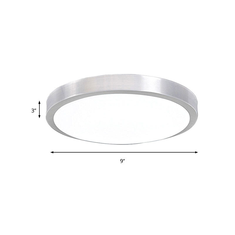 Silver Circular Metal Flush Mount Fixture Simple Style LED Bedroom Ceiling Flush Mount with Acrylic Diffuser, 7.5"/9"/10" Dia Clearhalo 'Ceiling Lights' 'Close To Ceiling Lights' 'Close to ceiling' 'Flush mount' Lighting' 149430