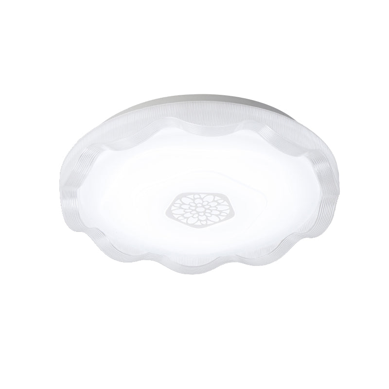 Metal Scalloped Ceiling Flush with Acrylic Diffuser White/Blue/Gold Bedroom 16"/19.5" Dia LED Flush Light Fixture in Warm/White White Clearhalo 'Ceiling Lights' 'Close To Ceiling Lights' 'Close to ceiling' 'Flush mount' Lighting' 149493