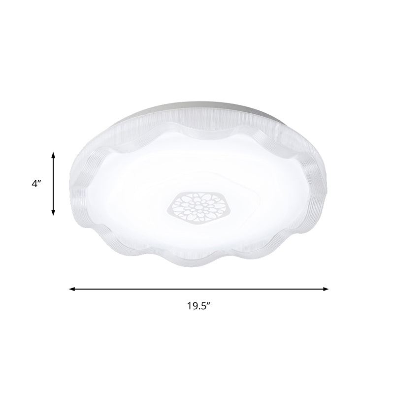 Metal Scalloped Ceiling Flush with Acrylic Diffuser White/Blue/Gold Bedroom 16"/19.5" Dia LED Flush Light Fixture in Warm/White Clearhalo 'Ceiling Lights' 'Close To Ceiling Lights' 'Close to ceiling' 'Flush mount' Lighting' 149494