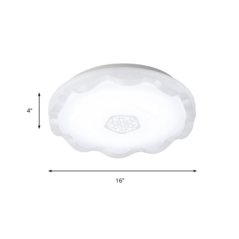 Metal Scalloped Ceiling Flush with Acrylic Diffuser White/Blue/Gold Bedroom 16"/19.5" Dia LED Flush Light Fixture in Warm/White Clearhalo 'Ceiling Lights' 'Close To Ceiling Lights' 'Close to ceiling' 'Flush mount' Lighting' 149495