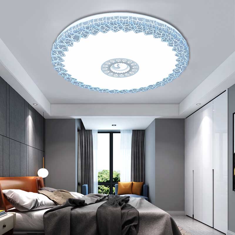 Minimalist LED Flush Mount with Acrylic Shade White/Blue/Gold Circular Crackle Ceiling Light for Bedroom in Warm/White, 15"/19" W Blue Clearhalo 'Ceiling Lights' 'Close To Ceiling Lights' 'Close to ceiling' 'Flush mount' Lighting' 149507