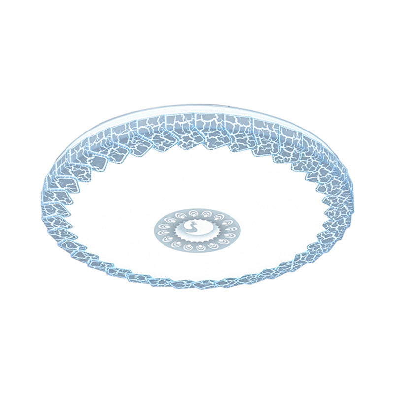 Minimalist LED Flush Mount with Acrylic Shade White/Blue/Gold Circular Crackle Ceiling Light for Bedroom in Warm/White, 15"/19" W Clearhalo 'Ceiling Lights' 'Close To Ceiling Lights' 'Close to ceiling' 'Flush mount' Lighting' 149509