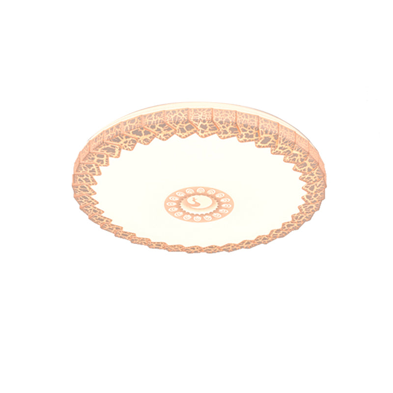 Minimalist LED Flush Mount with Acrylic Shade White/Blue/Gold Circular Crackle Ceiling Light for Bedroom in Warm/White, 15"/19" W Clearhalo 'Ceiling Lights' 'Close To Ceiling Lights' 'Close to ceiling' 'Flush mount' Lighting' 149511