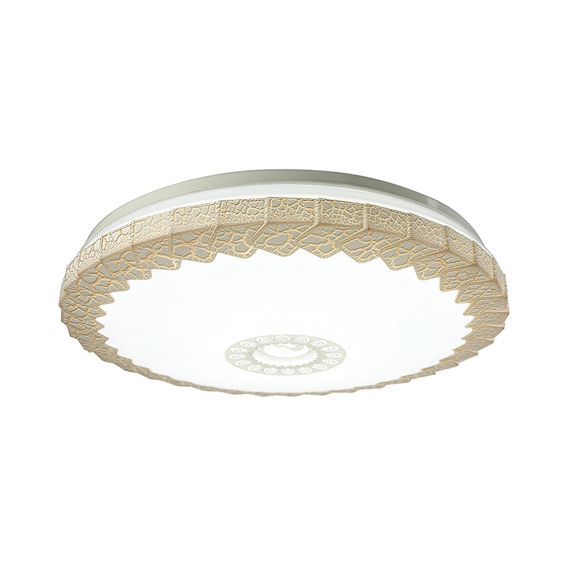 Minimalist LED Flush Mount with Acrylic Shade White/Blue/Gold Circular Crackle Ceiling Light for Bedroom in Warm/White, 15"/19" W Clearhalo 'Ceiling Lights' 'Close To Ceiling Lights' 'Close to ceiling' 'Flush mount' Lighting' 149513