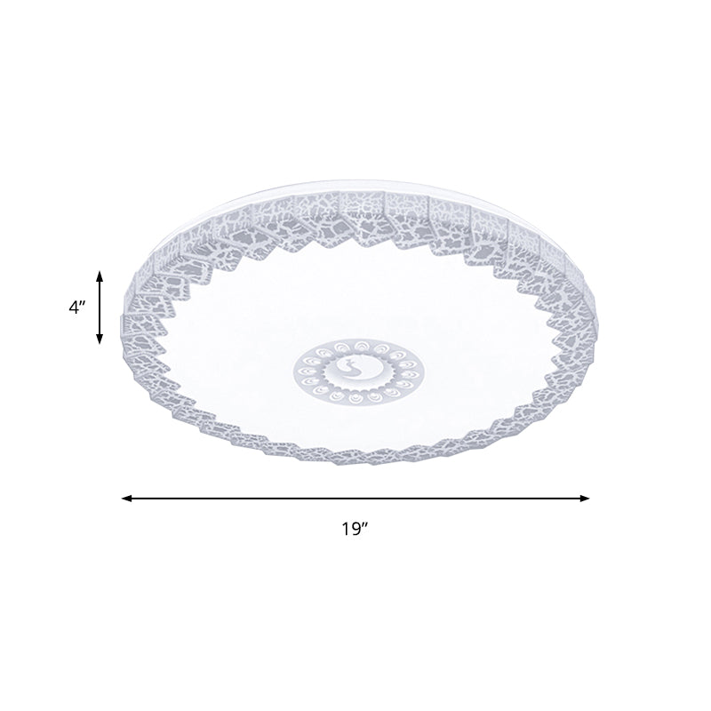 Minimalist LED Flush Mount with Acrylic Shade White/Blue/Gold Circular Crackle Ceiling Light for Bedroom in Warm/White, 15"/19" W Clearhalo 'Ceiling Lights' 'Close To Ceiling Lights' 'Close to ceiling' 'Flush mount' Lighting' 149519