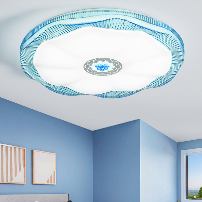 Blooming Flush Mount Light Modern Acrylic Shade White/Blue/Gold Ceiling Flush Mount for Bedroom in Warm/White, 16"/19.5" Wide Clearhalo 'Ceiling Lights' 'Close To Ceiling Lights' 'Close to ceiling' 'Flush mount' Lighting' 149521
