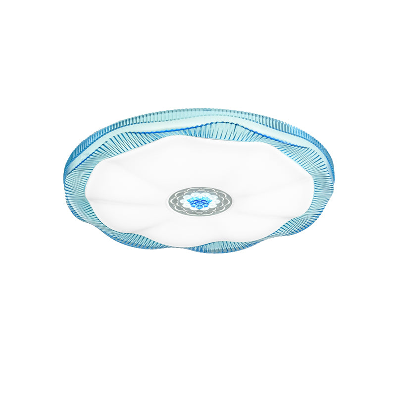 Blooming Flush Mount Light Modern Acrylic Shade White/Blue/Gold Ceiling Flush Mount for Bedroom in Warm/White, 16"/19.5" Wide Clearhalo 'Ceiling Lights' 'Close To Ceiling Lights' 'Close to ceiling' 'Flush mount' Lighting' 149522